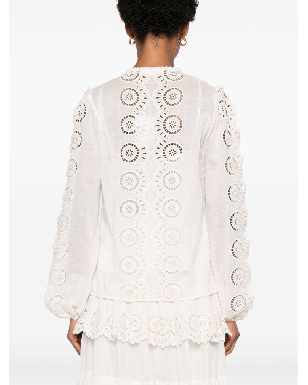 Zimmermann White Lucky Embroidered Blouse