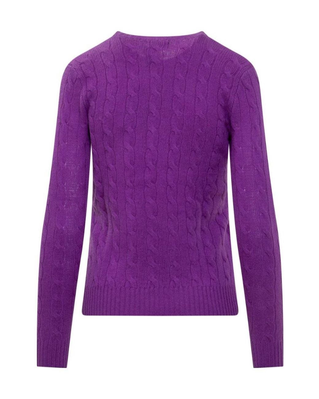 Polo Ralph Lauren Purple Pony Embroidered Cable-Knit Jumper