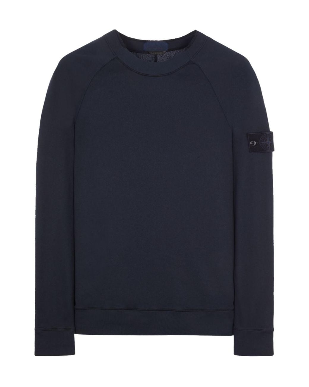 Stone Island Blue Compass Logo Patch Crewneck Sweatshirt for men