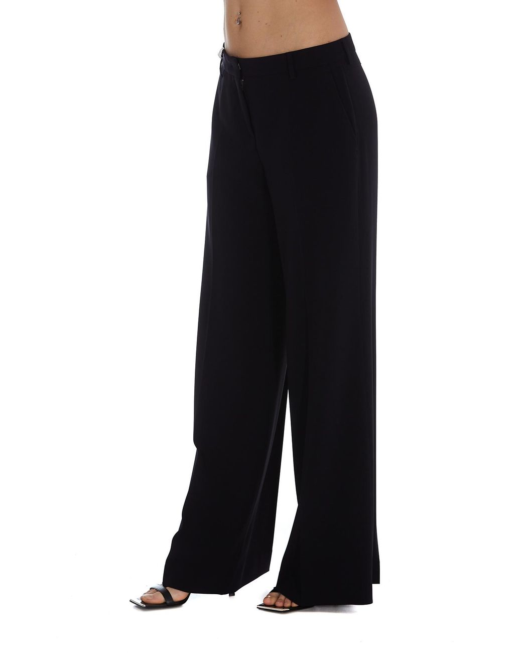 Alberto Biani Black High-Rise Wide-Leg Trousers