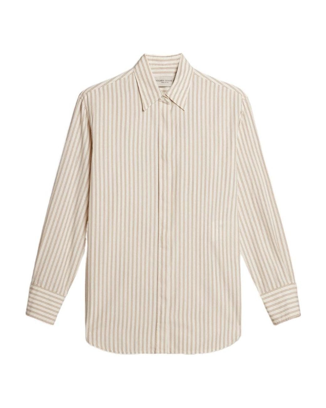 Golden Goose Deluxe Brand White Striped Long-Sleeved Shirt