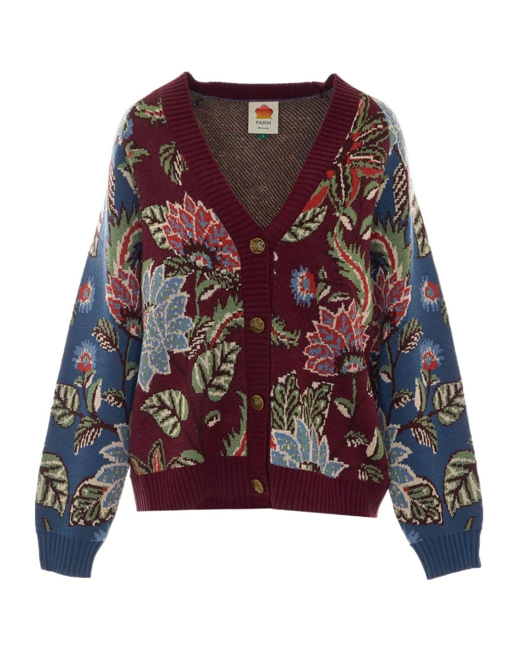 Farm Rio Purple Long-Sleeve Knit Cardigan