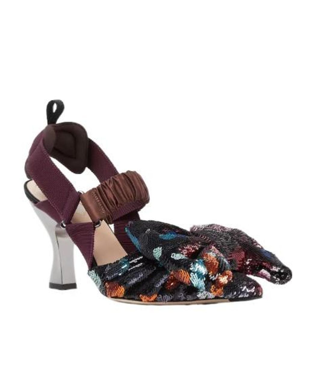 Fendi Purple Colibri Sequined High-Heeled Slingbacks