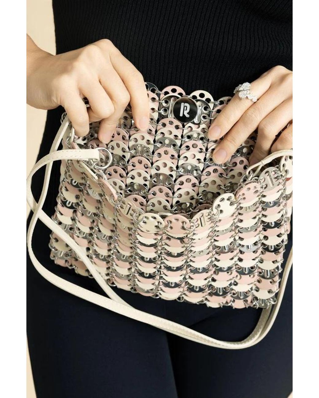 Rabanne White Tricolor Nano Shoulder Bag