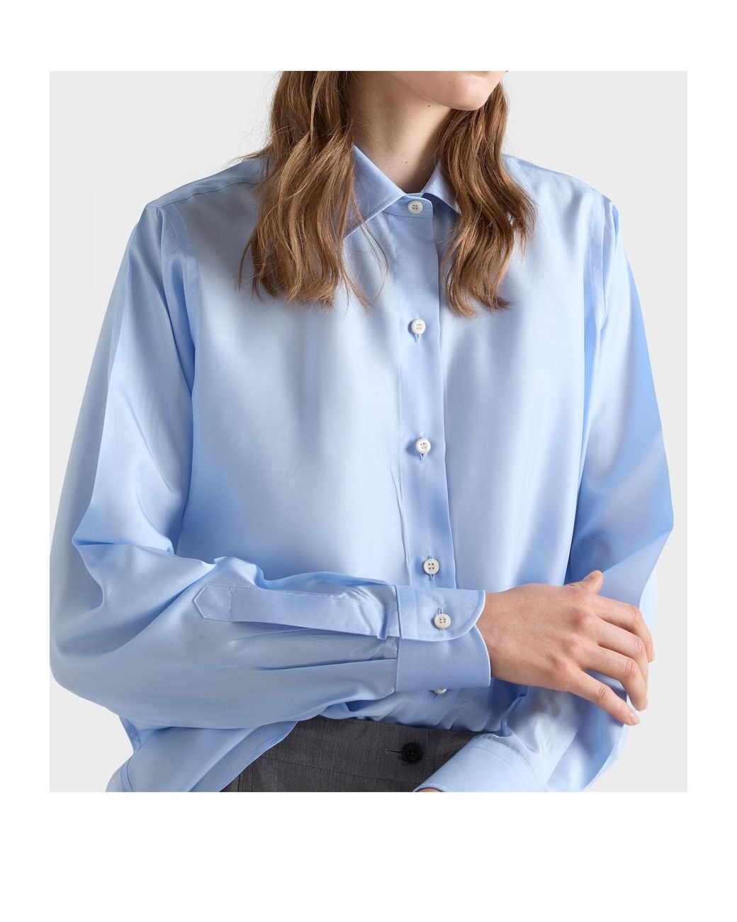 Prada Blue Silk Poplin Shirt