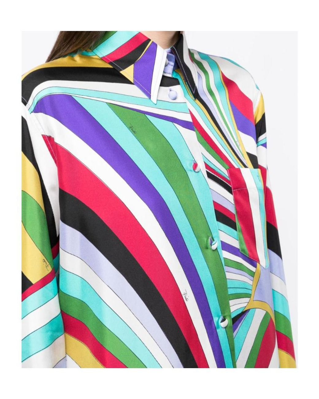 Emilio Pucci White Abstract-Print Silk Shirt