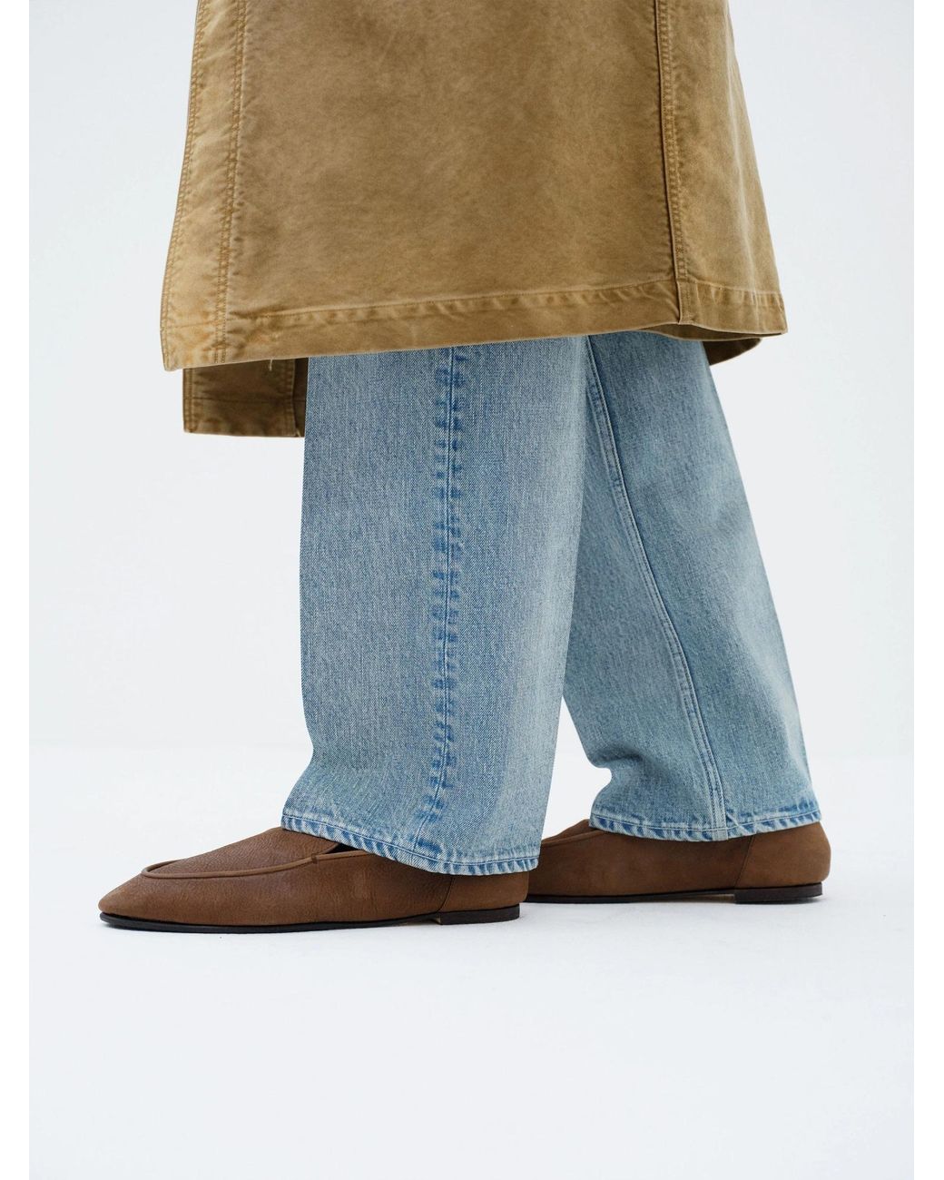 Auralee Brown Flat Loafers for men