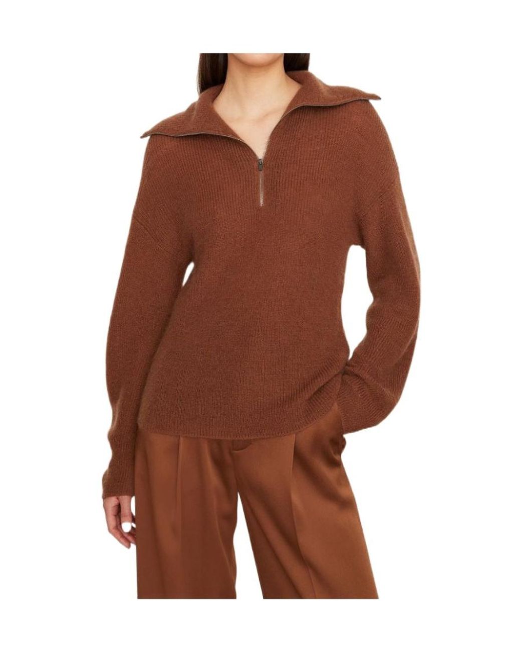 Vince Brown Half-Zip Pullover Jumper
