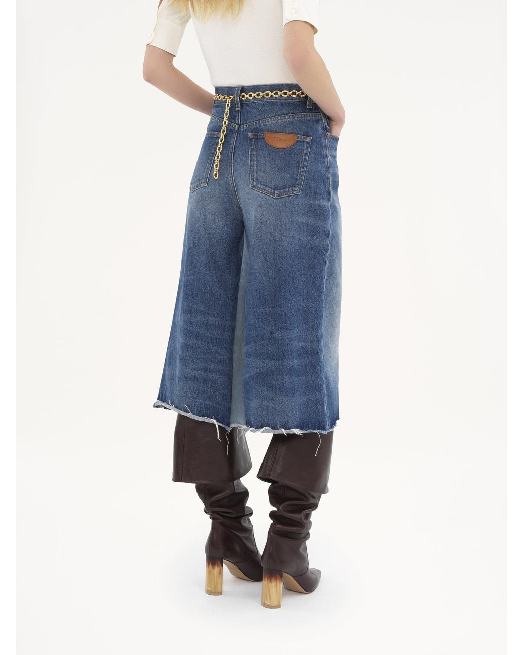 Chloé Blue Patchwork Denim Shorts