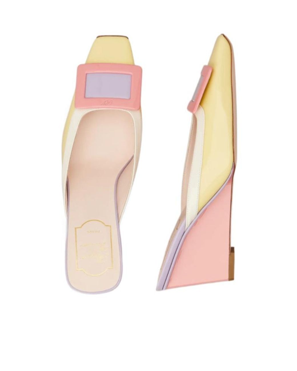 Roger Vivier Pink Belle Vivier Wedge Mules
