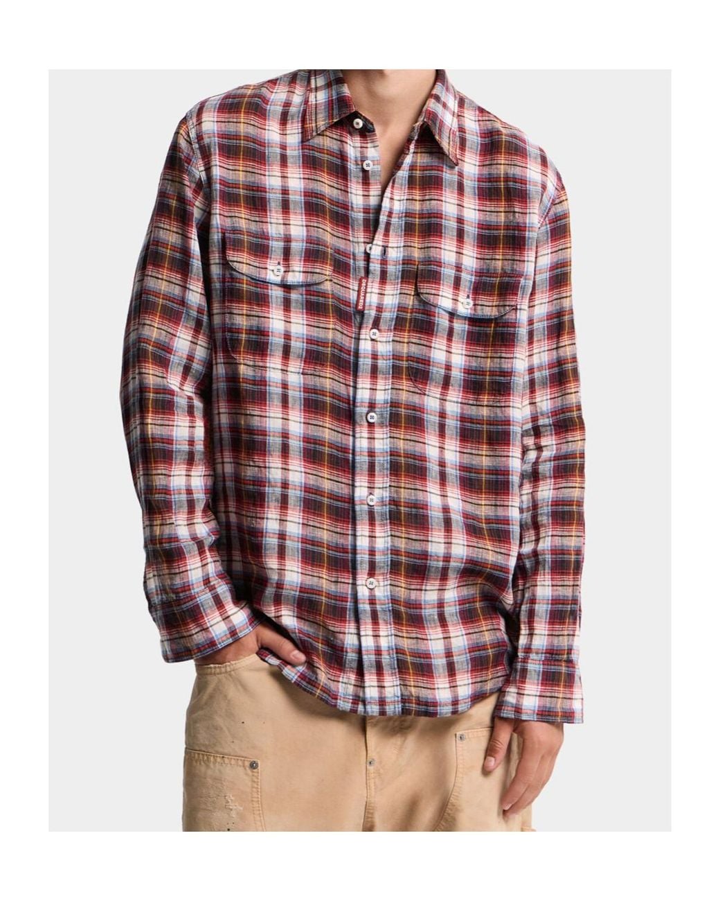 DSquared² Red Checked Pocket Shirt for men