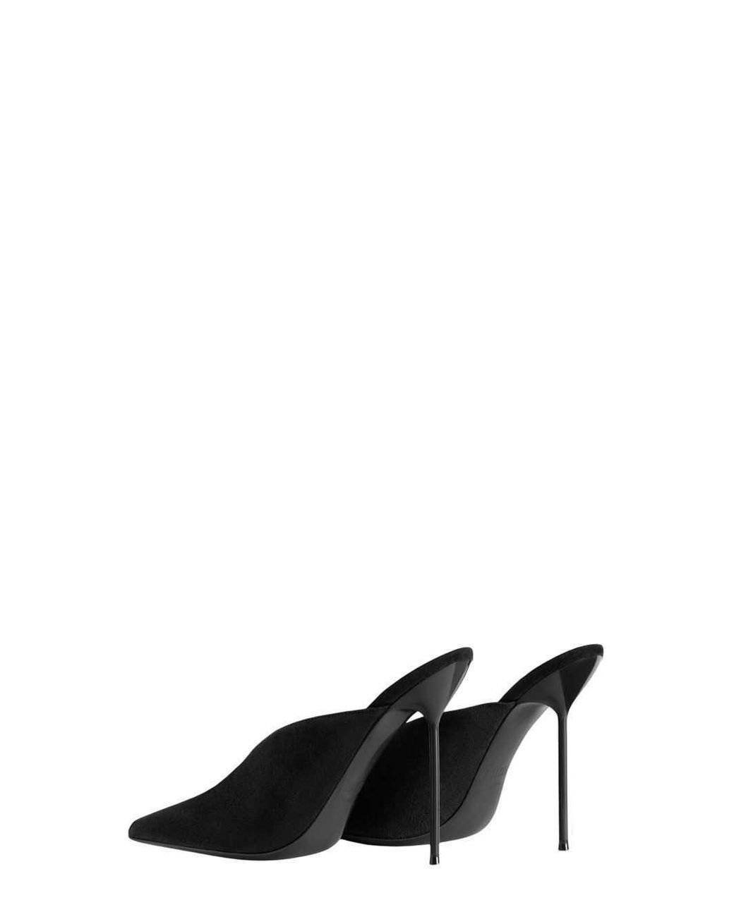 Paris Texas Black Lidia Pointed-Toe Heeled Mules