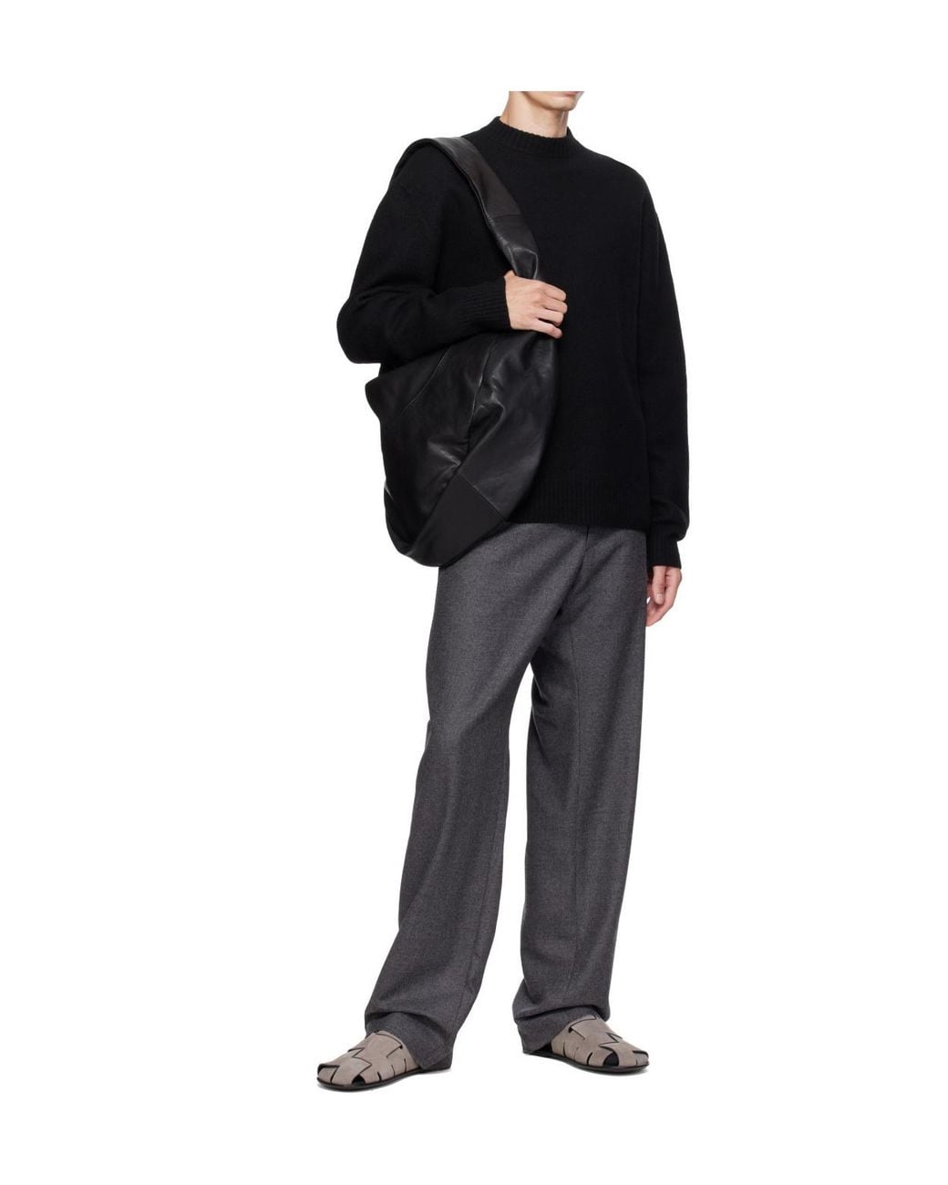 Ssstein Black Twist Shoulder Bag for men