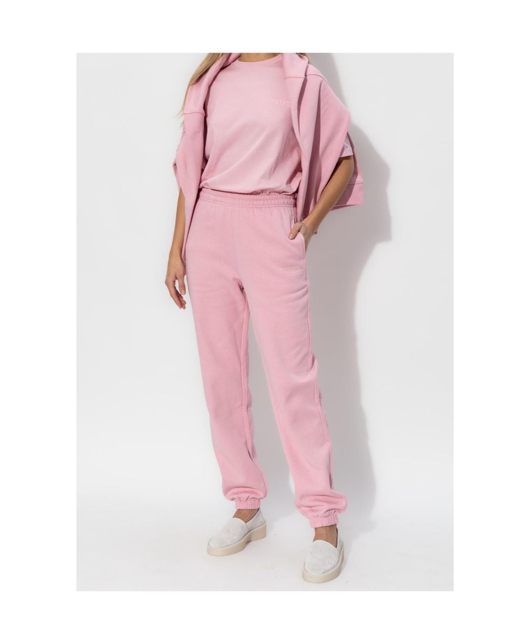 ROTATE BIRGER CHRISTENSEN Pink Logo-Embroidered Track Pants