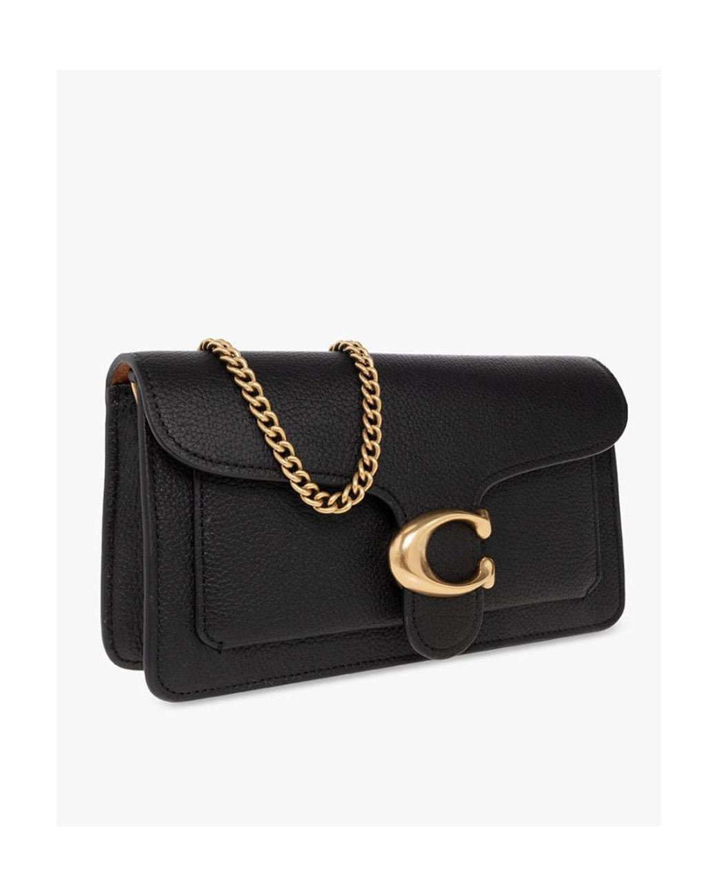 COACH Black Tabby Logo Plaque Chain-Linked Crossbody Bag