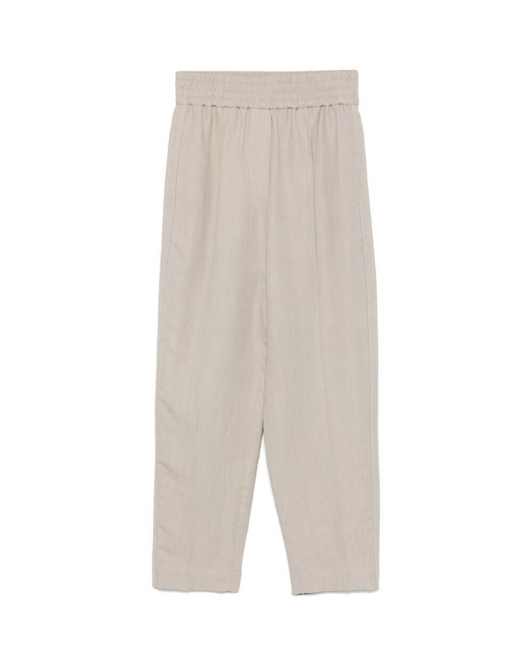 Brunello Cucinelli Natural Fluid Twill Baggy Pull-On Trousers