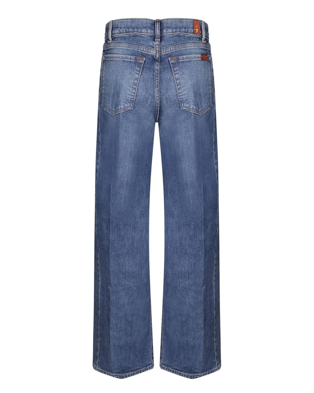 7 For All Mankind Blue Logo Patch Wide Leg Jeans