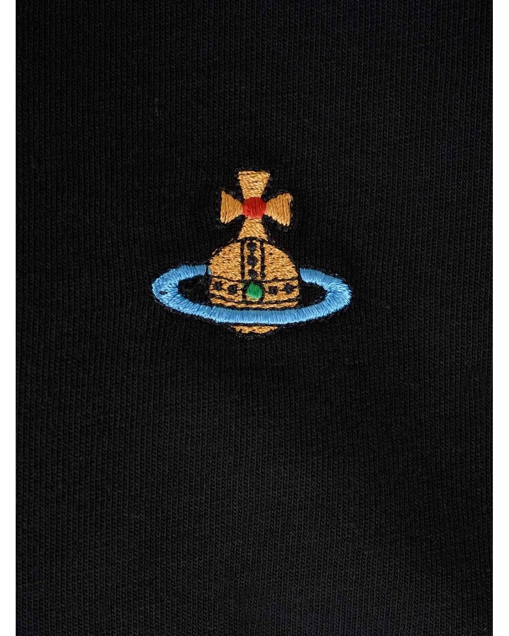 Vivienne Westwood Blue Logo Embroidered Crewneck T-Shirt for men