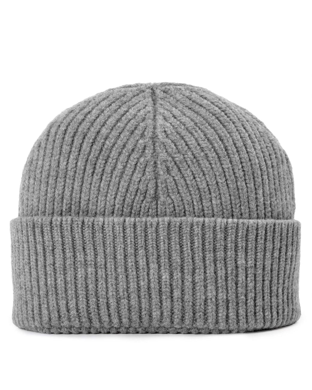 AMI Gray Ribbed Knit Beanie for men