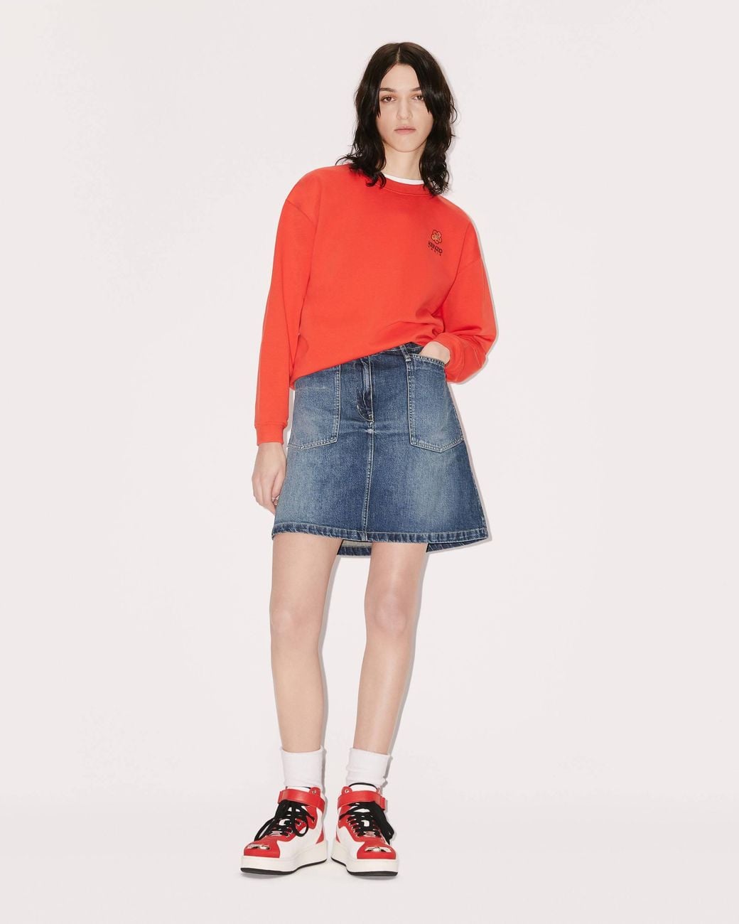 KENZO Red 'Boke Flower' Crest Sweatshirt