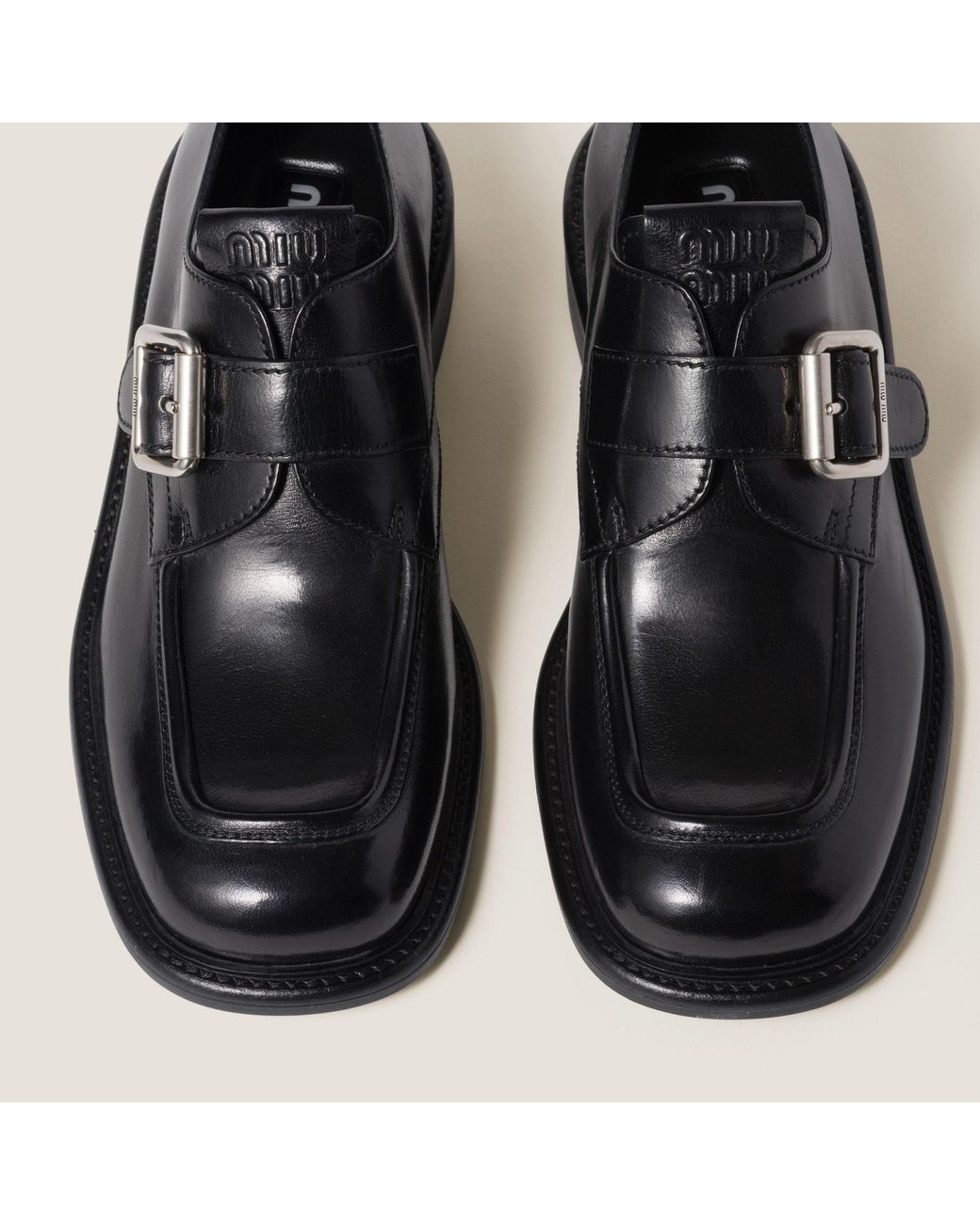 Miu Miu Black Leather Shoes With Buckle