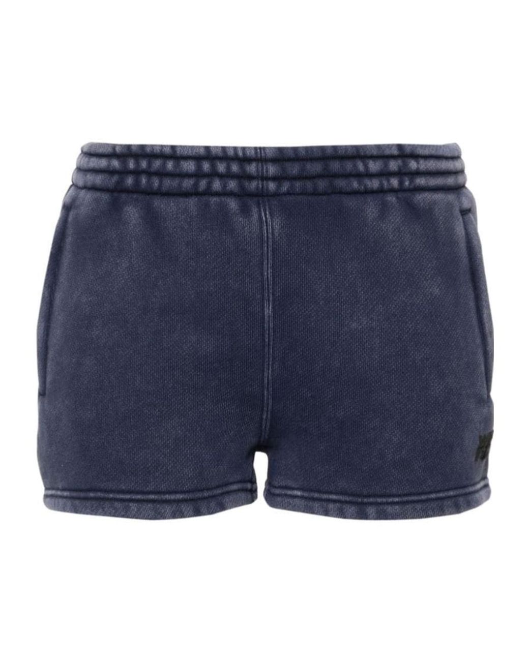 T By Alexander Wang Blue Embossed-Logo Track Shorts