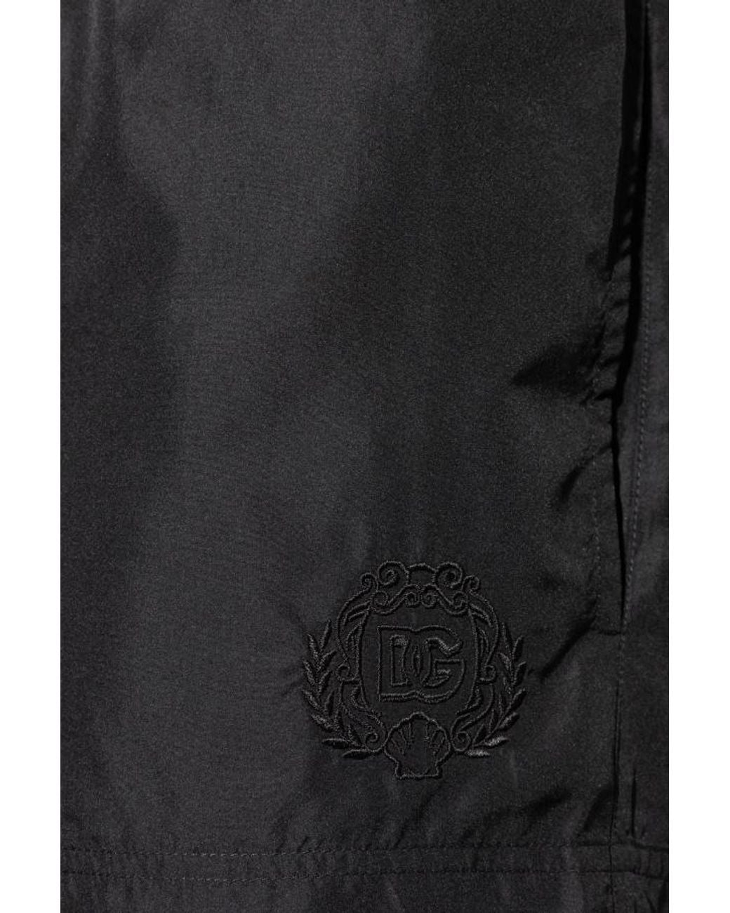 Dolce & Gabbana Black Elastic Waist Swim Boxer Shorts for men
