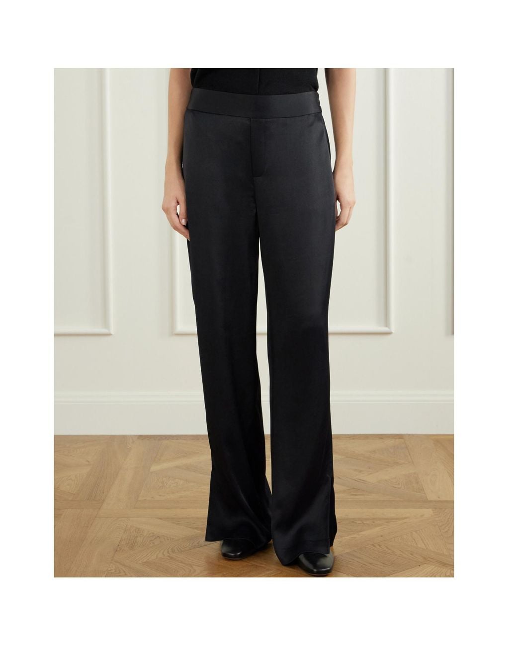 Lisa Yang Blue Satin Straight-Leg Casual Pants