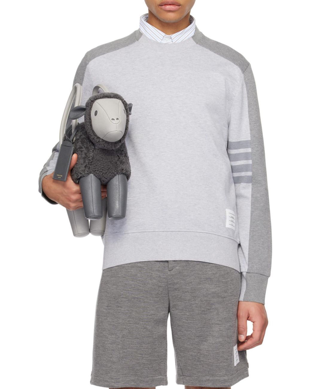 Thom Browne Blue 4-Bar Striped Crewneck Sweatshirt for men