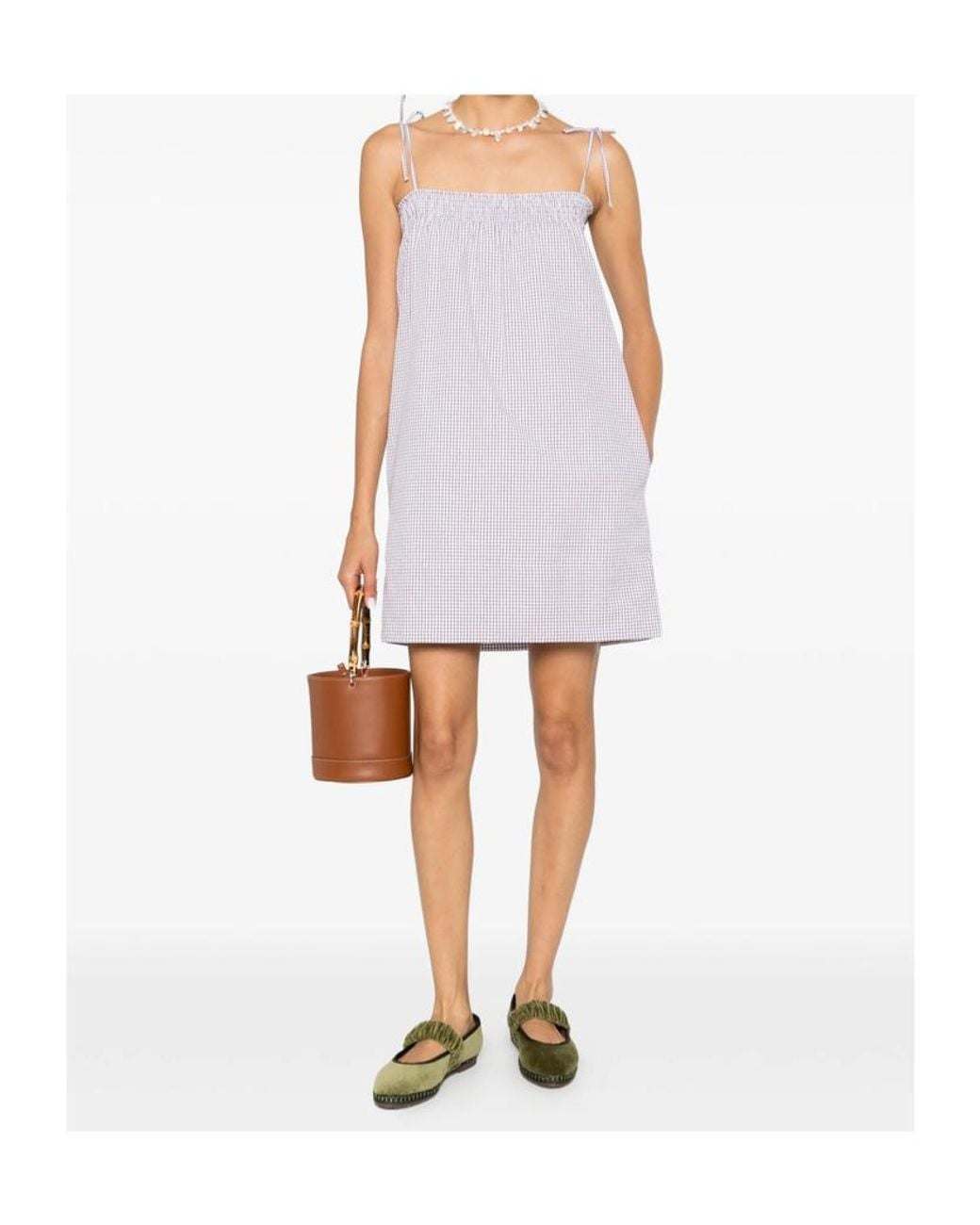A.P.C. Purple Gingham Tie-Strap Dress