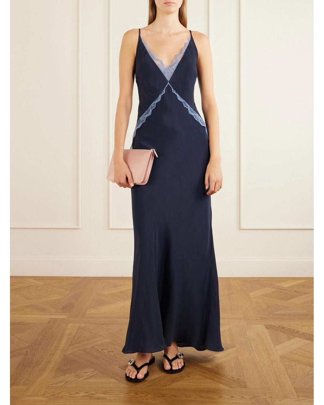 Sir Blue Elsie Lace-Trim Slip Maxi Dress
