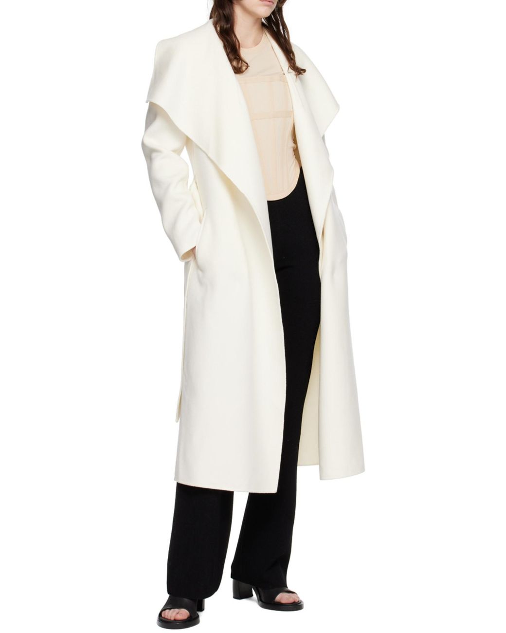 Mackage White Double-Sided Wool Wrap Coat