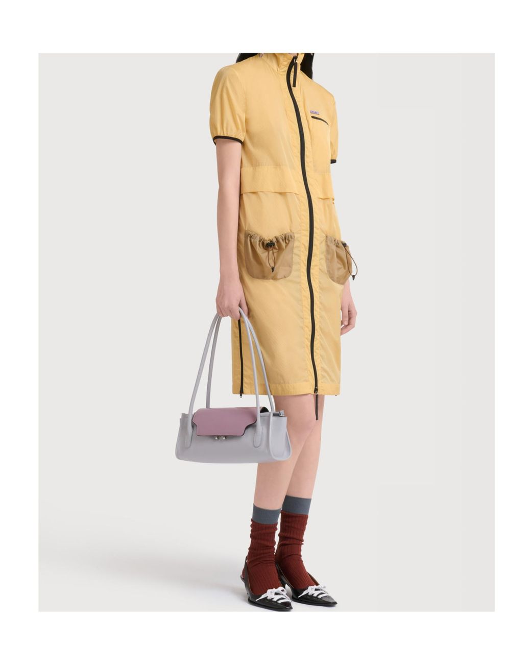 Marni Yellow Ripstop Zip-Front Dress