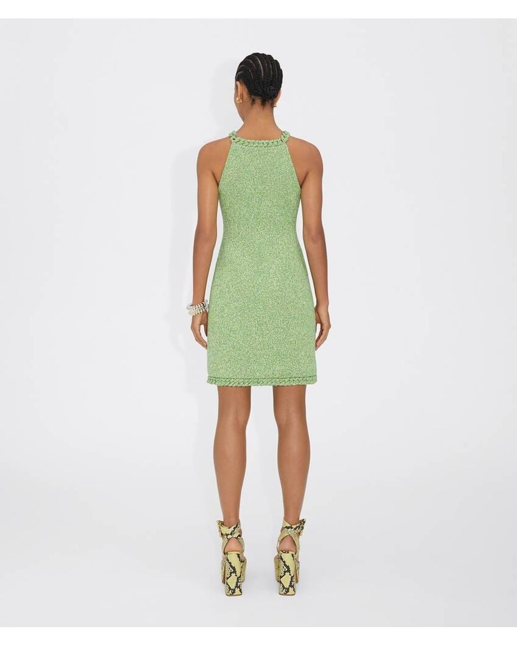 Bottega Veneta Green Logo Sleeveless Dress