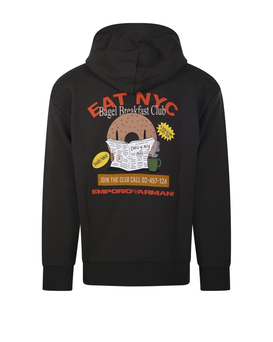 Emporio Armani Black Logo-Printed Hoodie for men
