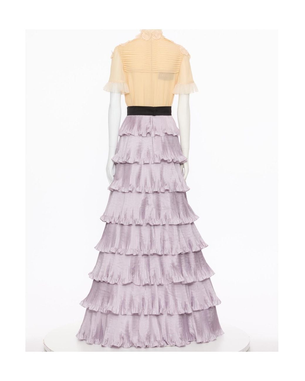Valentino Purple High Collar Short Sleeve Dress