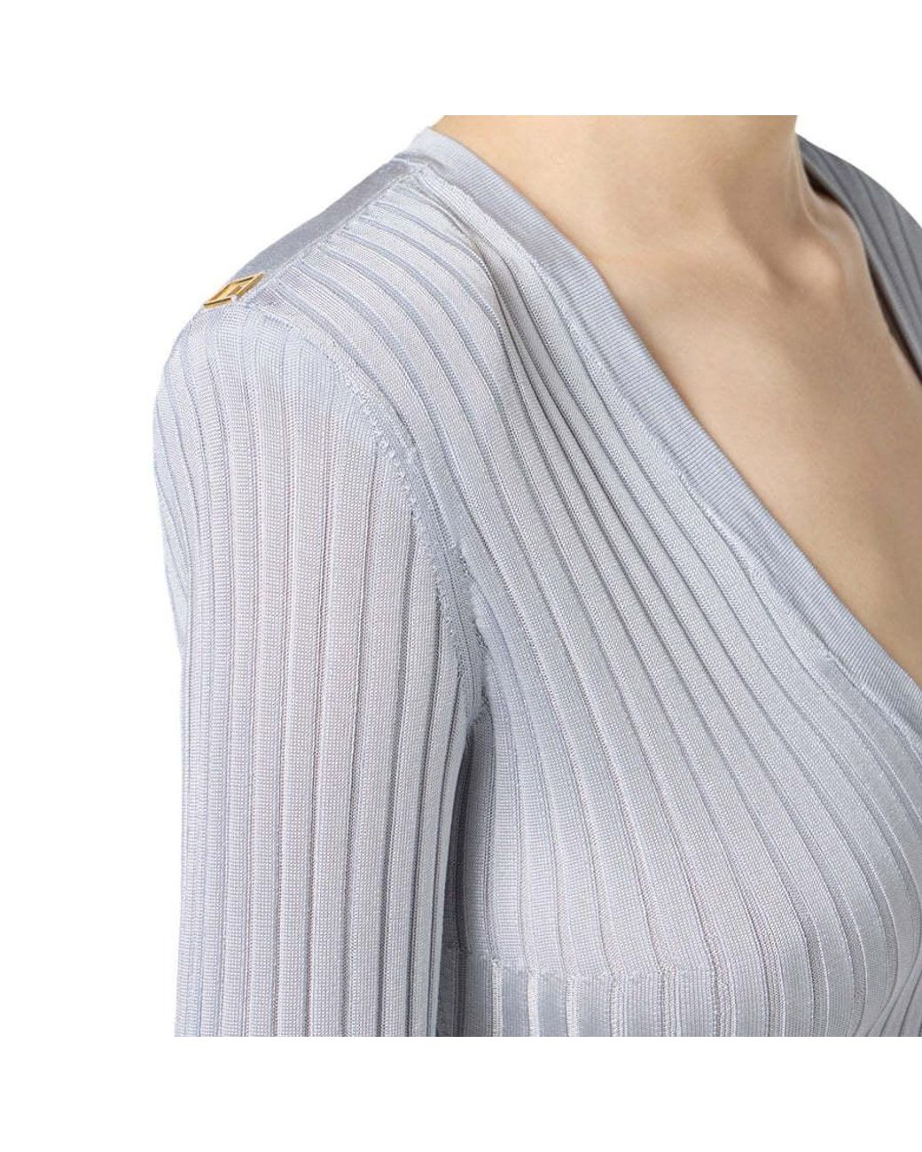 Elisabetta Franchi Blue Long-Sleeved V-Neck Jumper