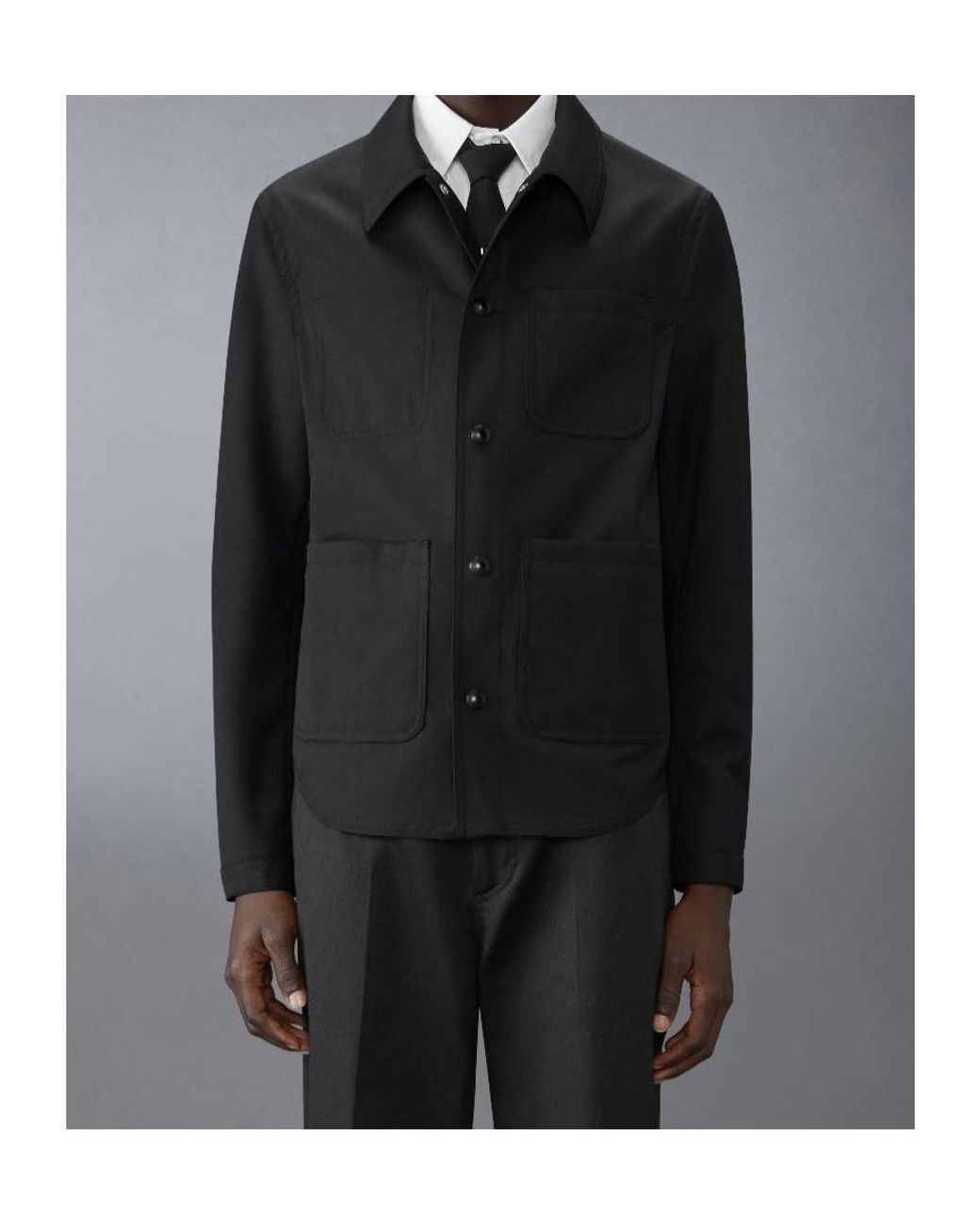 Thom Browne Black Wool Shirt Jacket for men