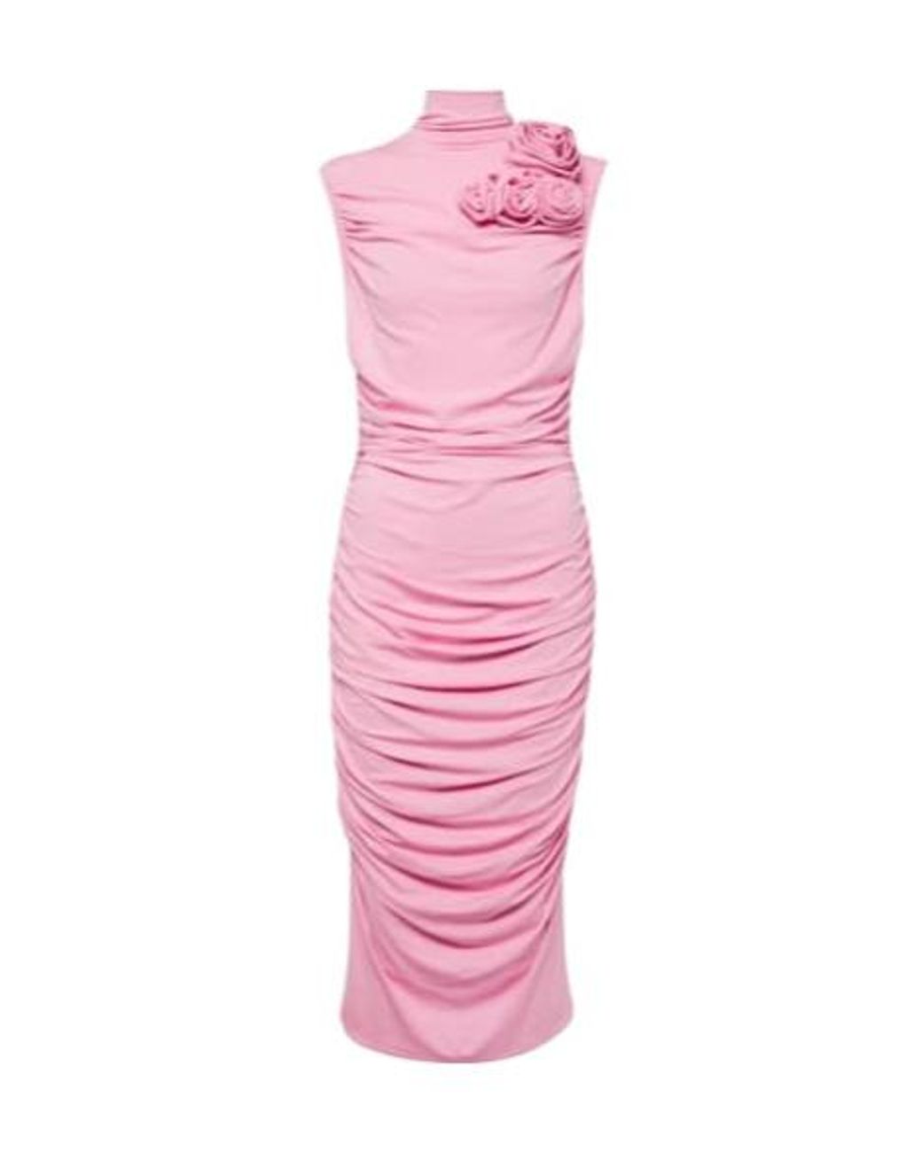 Magda Butrym Pink Floral Appliqué Knit Midi Dress