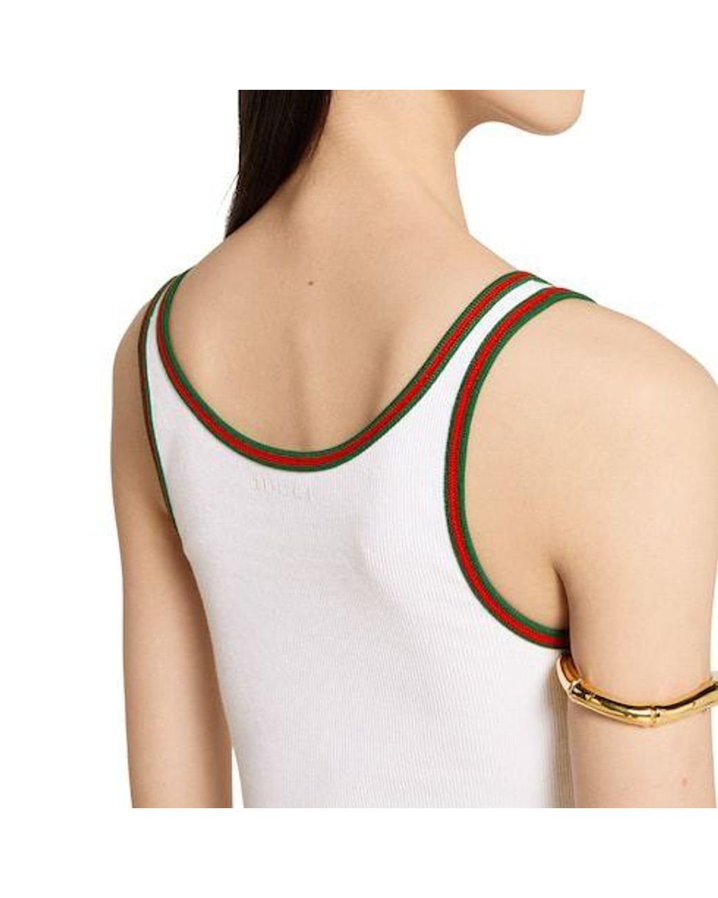 Gucci White Web Detail Cotton Tank Top