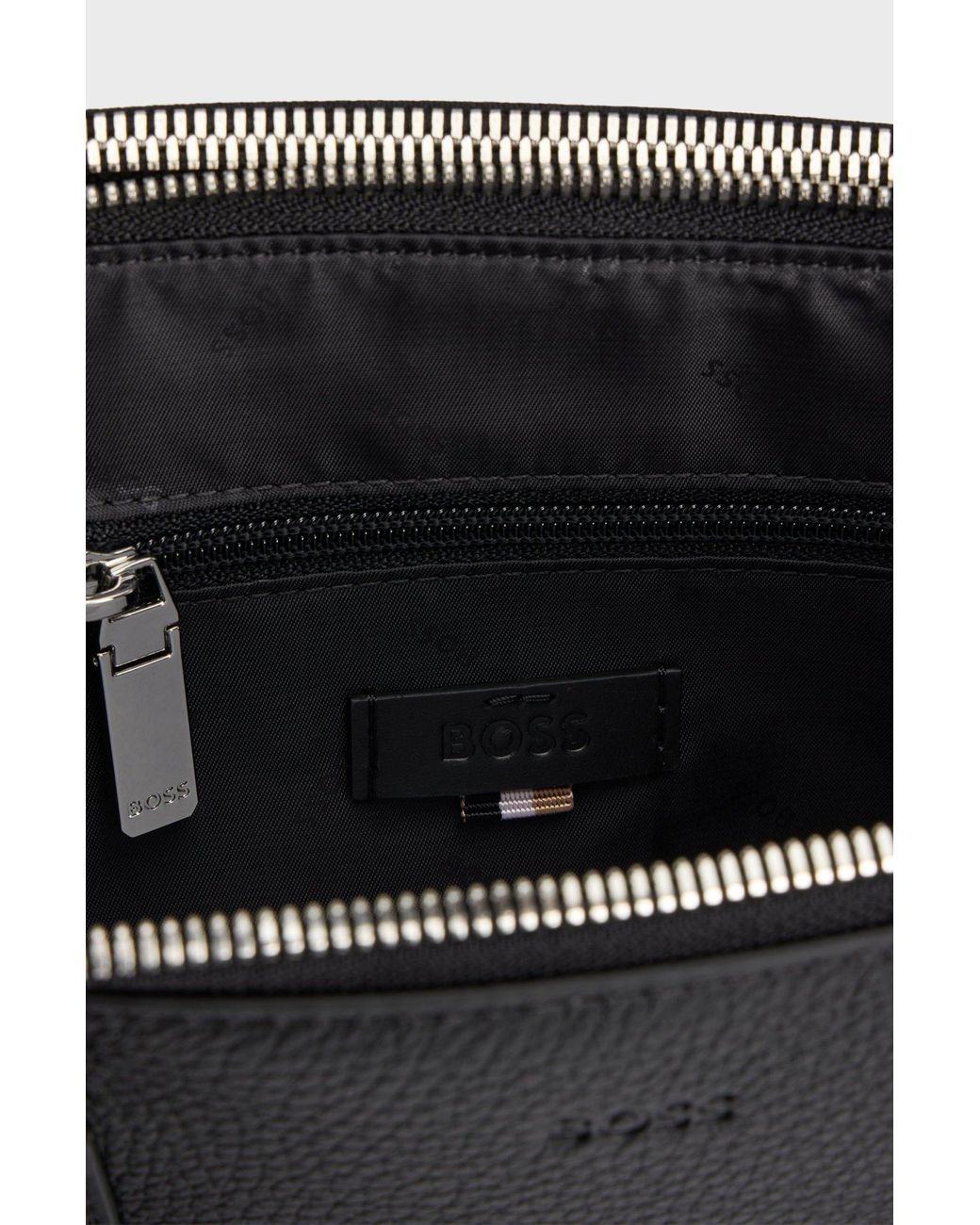 Boss Black Leather Laptop Bag for men