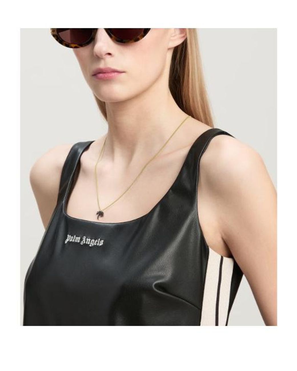 Palm Angels Black Logo Embroidered Sleeveless Mini Dress