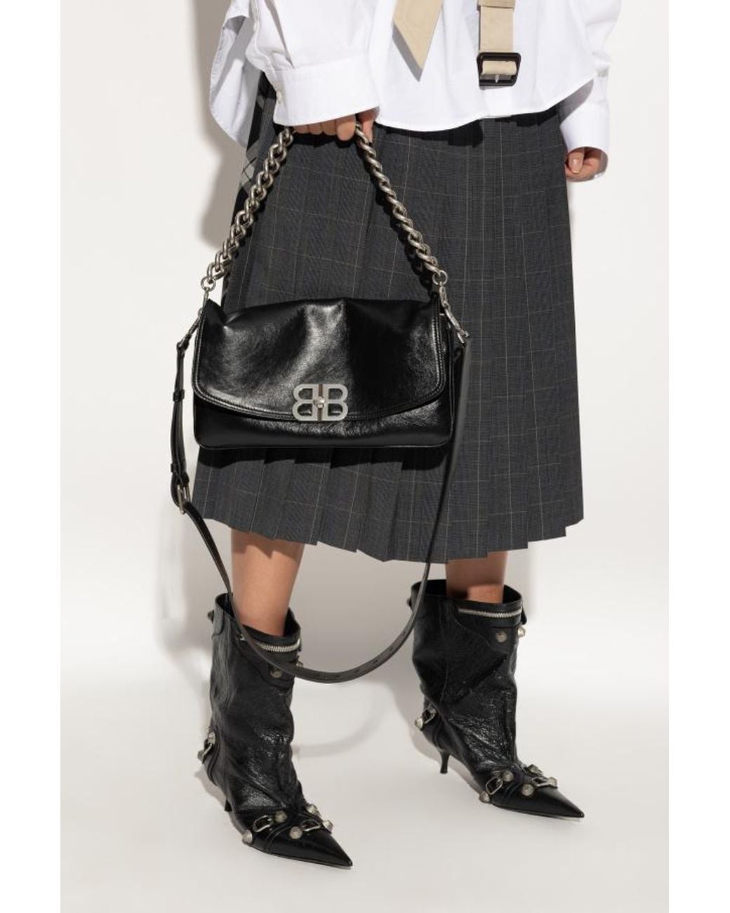 Balenciaga Black Logo Plaque Shoulder Bag