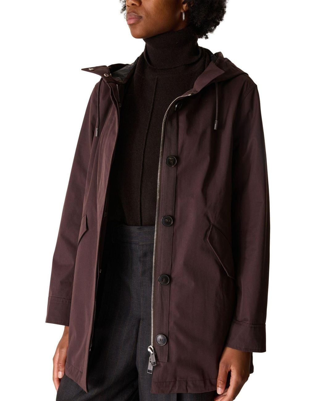 Yves Salomon Purple Long Parka With Pockets