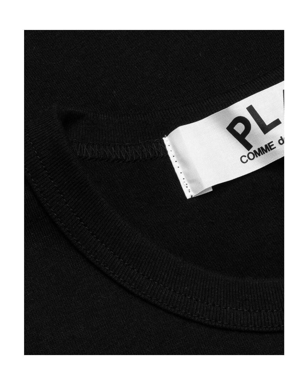 COMME DES GARÇONS PLAY Black Logo-Embroidered Crew Neck T-Shirt for men