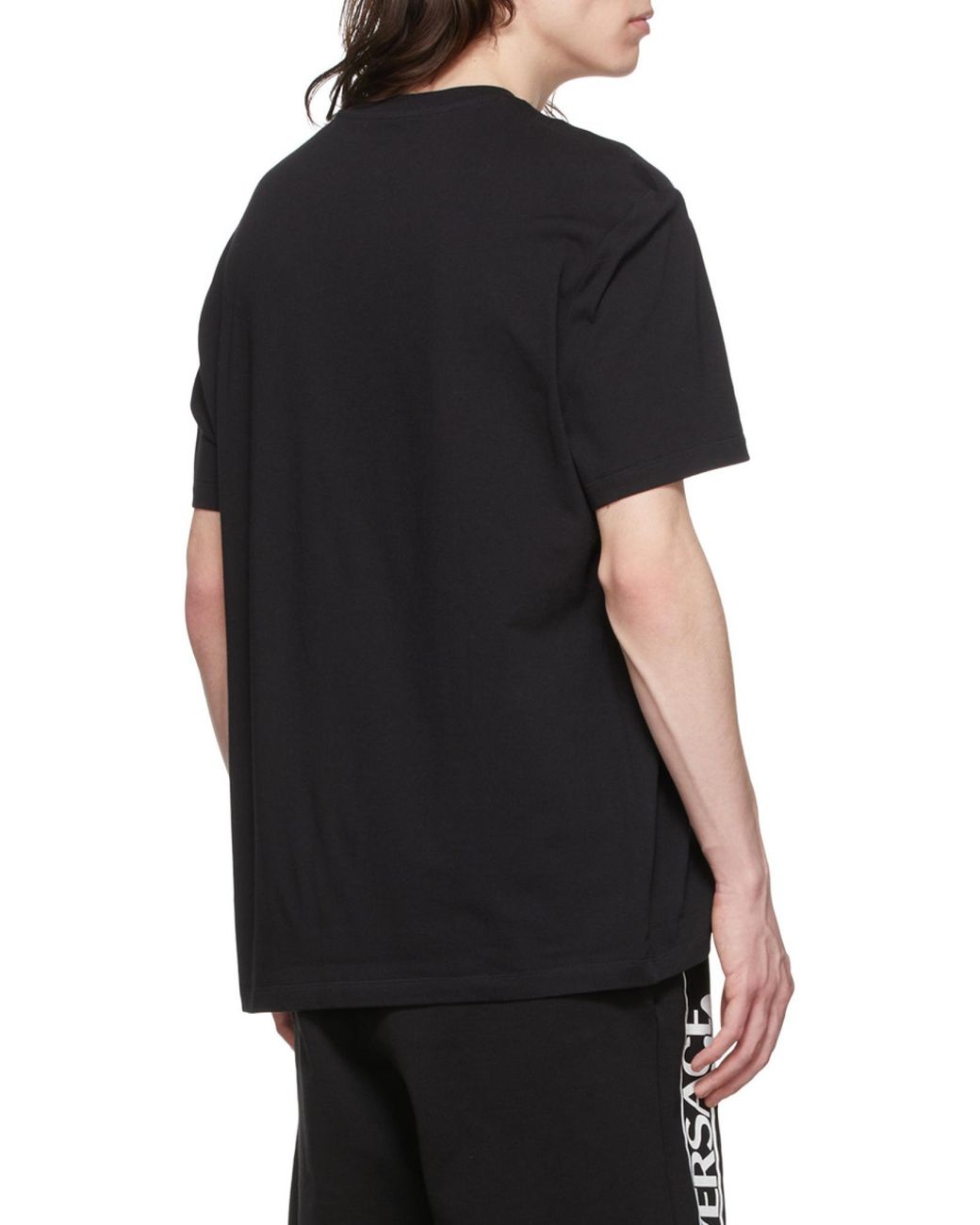 Versace Black Slogan Logo-Print T-Shirt for men