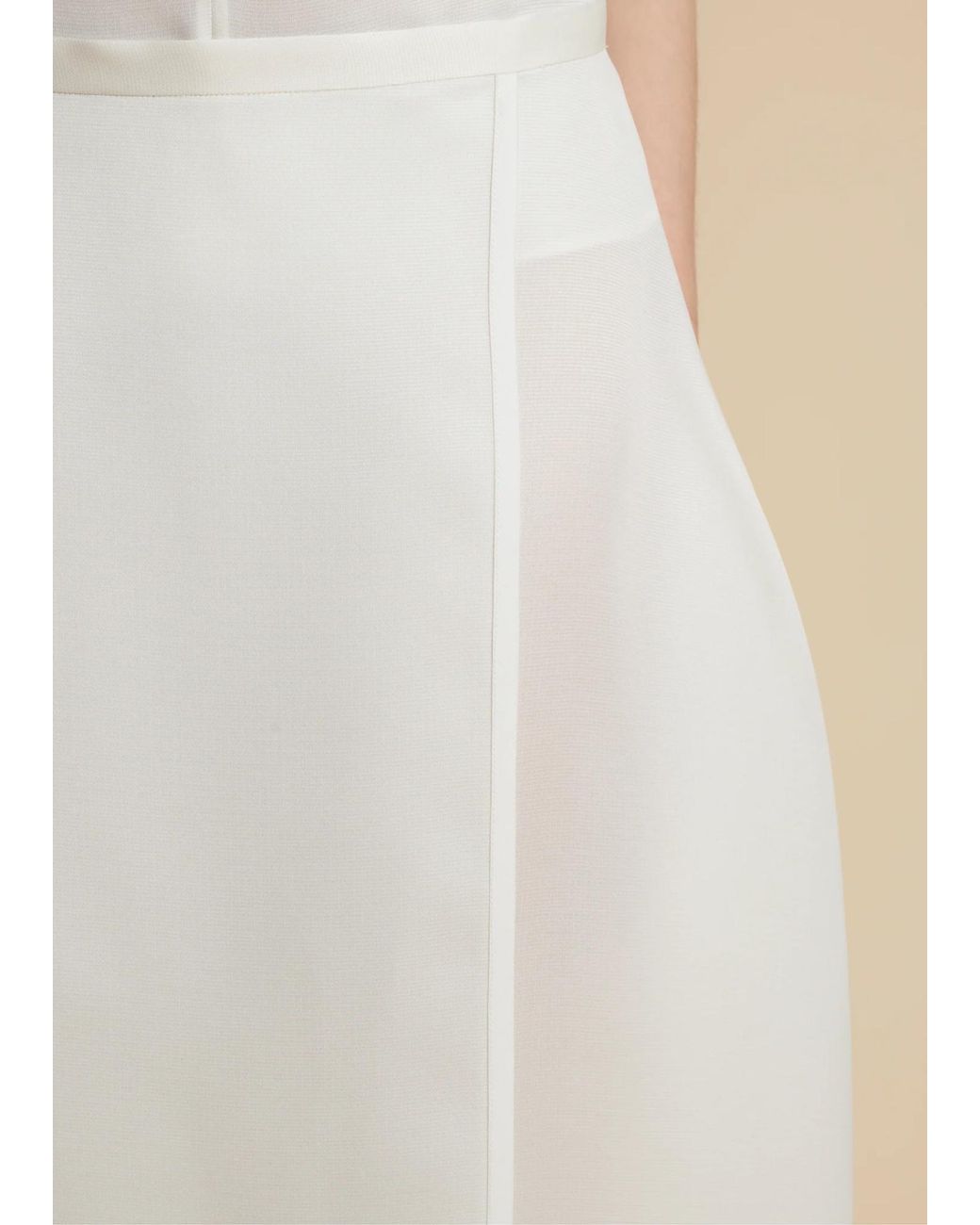Khaite White Flanged Detail Skirt