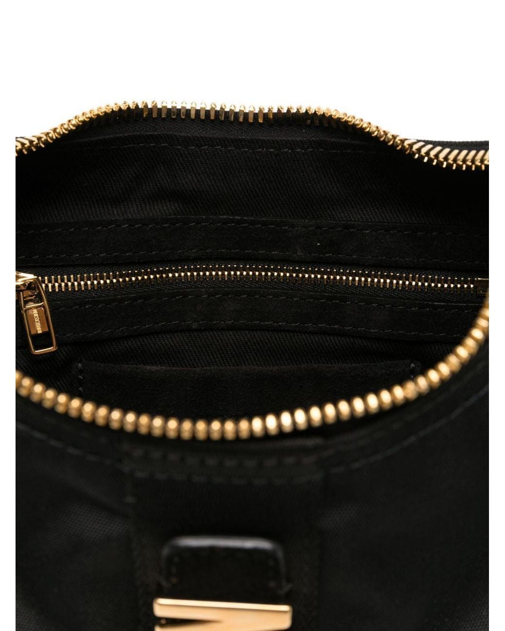 Moschino Black Logo Plaque Shoulder Bag