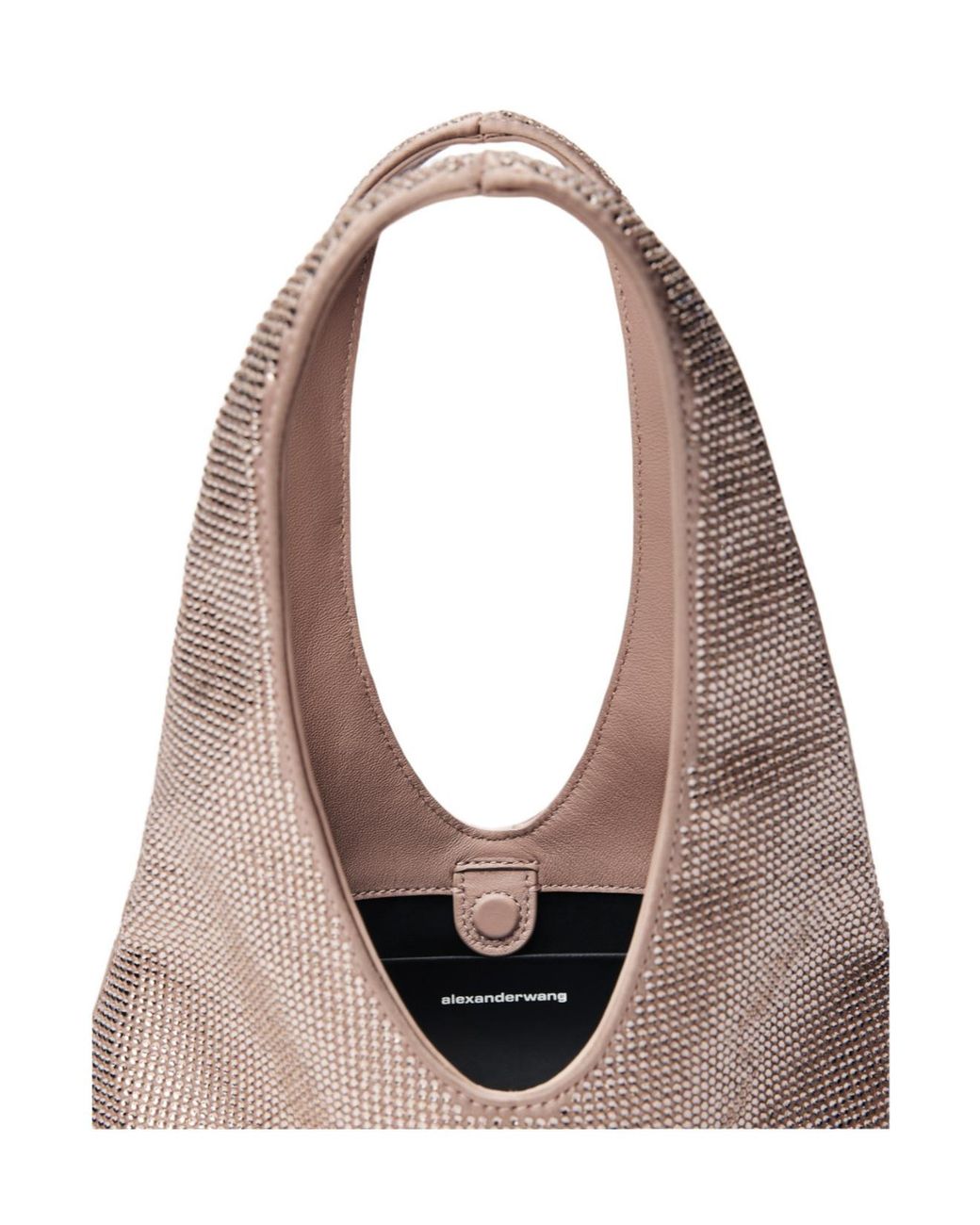 Alexander Wang Natural Crystal-Embellished Logo-Patch Shoulder Bag