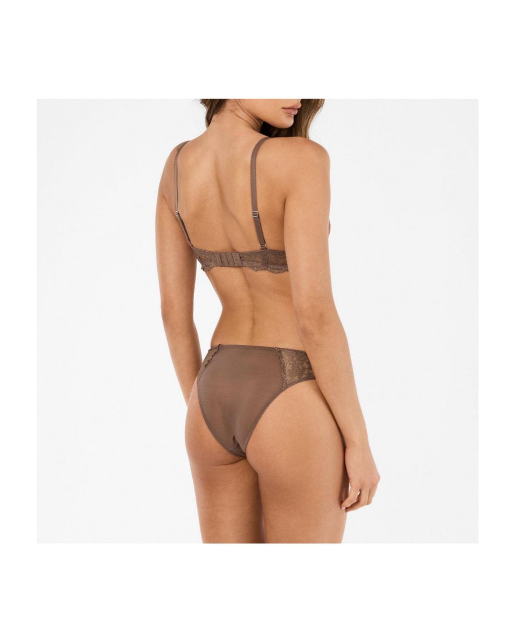 Ralph Lauren Brown Lace Demi-Cup Bra
